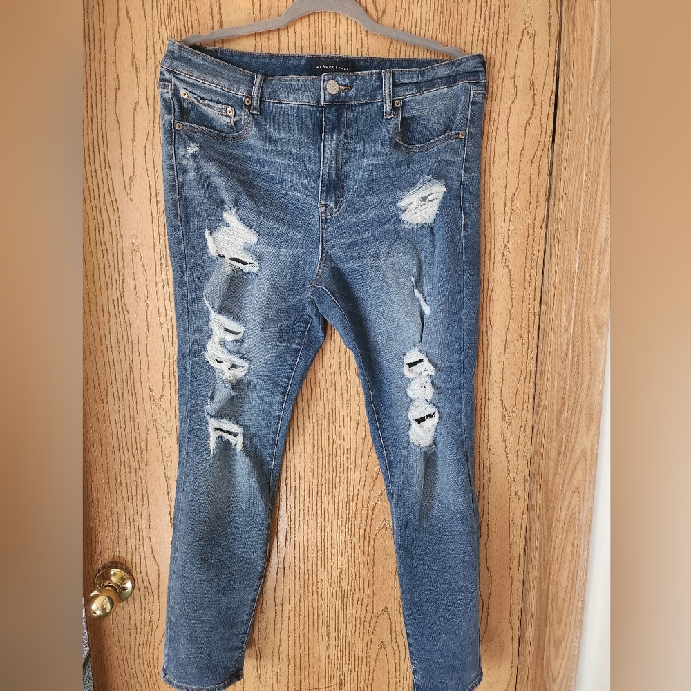 Aeropostle size 16 high rise skinny distressed jegging